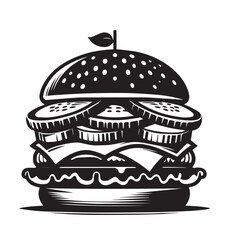 Silhouette Vector Illustration Double cheeseburger drawing