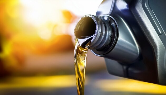 Engine Elixir: Motorcycle Oil Pouring from the Bottle Neck