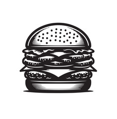 Silhouette Vector Illustration Double cheeseburger drawing