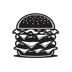 Silhouette Vector Illustration Double cheeseburger drawing