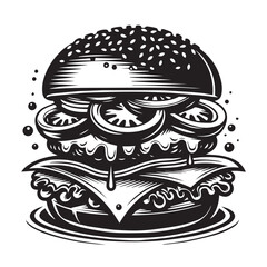 Silhouette Vector Illustration Double cheeseburger drawing