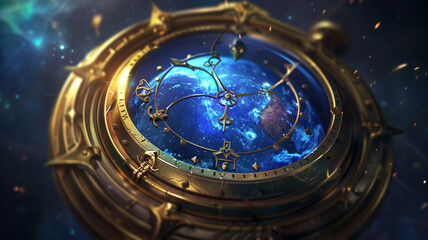 Obraz premium The cosmic clock face, adorned with celestial elements, invites contemplation of the universe's origins and the nature of reality. Ideal for projects related to science,