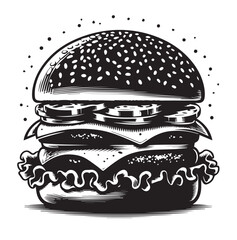 Best Burger vector illustration, silhouette on white background