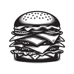 Best Burger vector illustration, silhouette on white background