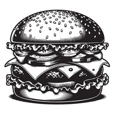 Best Burger vector illustration, silhouette on white background