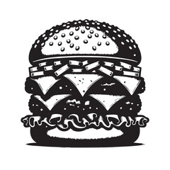 Best Burger vector illustration, silhouette on white background