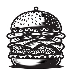 Best Burger vector illustration, silhouette on white background