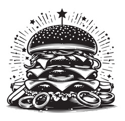Best Burger vector illustration, silhouette on white background