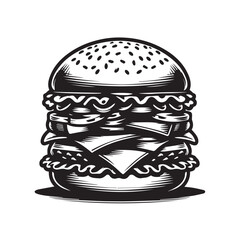 Best Burger vector illustration, silhouette on white background