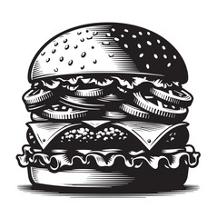 Best Burger vector illustration, silhouette on white background