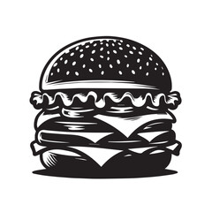 Best Burger vector illustration, silhouette on white background