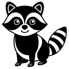 A trendy, minimalist icon of a curious raccoon for children’s products.