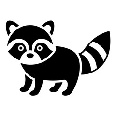 A trendy, minimalist icon of a curious raccoon for children’s products. © ParbotiRani