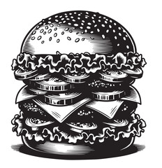 Best Burger vector illustration, silhouette on white background
