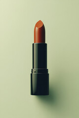 Obraz premium A sleek lipstick tube, isolated on a pastel beige background, representing the elegance of cosmetic beauty,