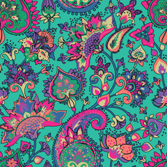 Paisley Garden. Vntage Seamless pattern in oriental style with decorative elements in paisley style.	