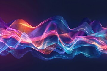 Abstrakte Darstellung von Frequenzen und Wellenformen in leuchtenden Farben