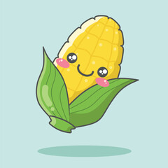 Cute Corn Character Vector Illustration Cartoon With Cute Face