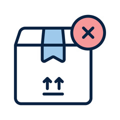 Parcel with cross sign showing concept icon of rejected order