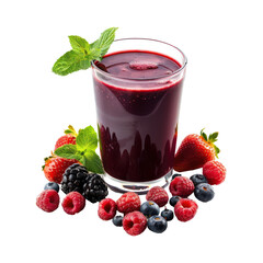 Mix berries juice front view isolate on transparency background