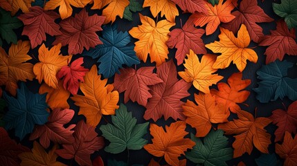 Fototapeta premium Vibrant autumn leaves in varying colors create a beautiful natural pattern, showcasing the essence of fall.