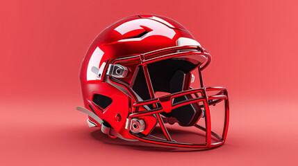 Fototapeta premium Red Football Helmet Mockup: Red American football helmet mockup on an isolated background.