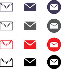 Message envelope or mail line art icon for apps and websites