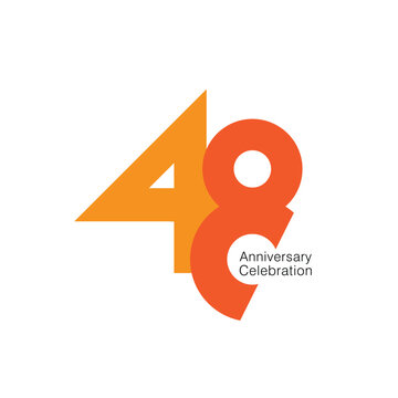48, 48th Year Anniversary Logo, Red Color, Vector Template Design element for birthday, invitation, wedding, jubilee and greeting card illustration.
