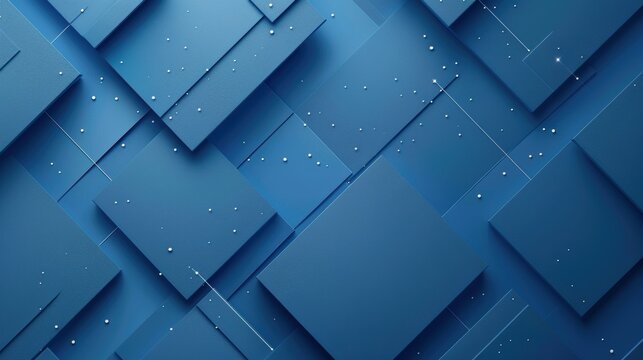 Abstract design featuring layered blue squares with small white dots, creating a modern and textured geometric pattern with depth.