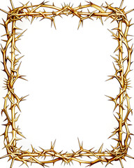 gold rectangular illustrative border made of thorns, Ai generated Images