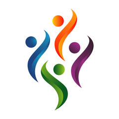 Obraz premium Abstract group of dancing People Logo happiness family community vector Icon illustration