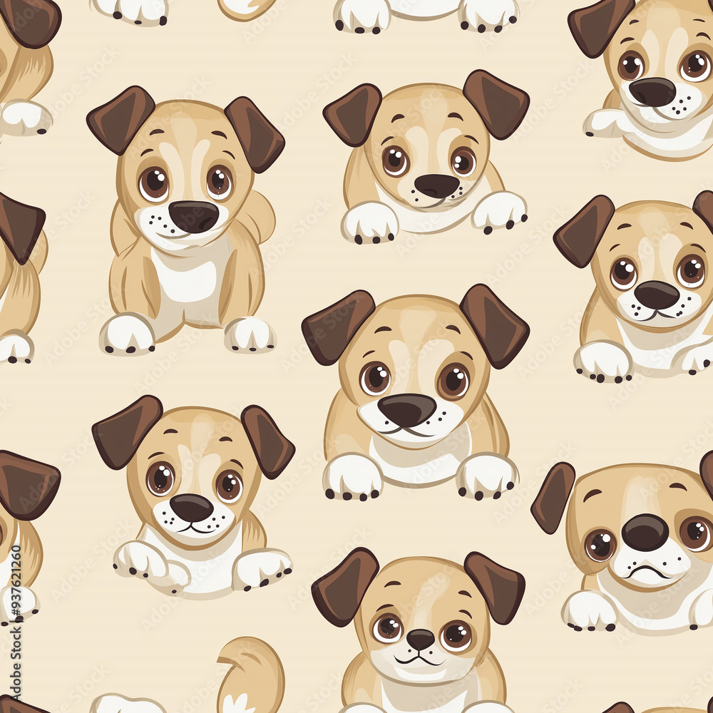 Poster vector illustration elegance seamless color pattern on background, simple modern pattern with dog, f