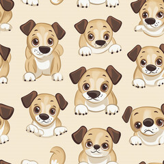 Obraz premium vector illustration Elegance Seamless color pattern on background, simple modern pattern with dog, flat design for printing, clothing, packaging and postcards