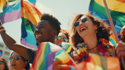 A celebration of LGBTQ pride on the streets filled with joy and fun.