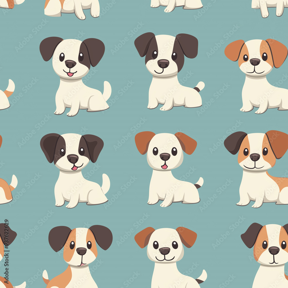 Poster vector illustration elegance seamless color pattern on background, simple modern pattern with dog, f