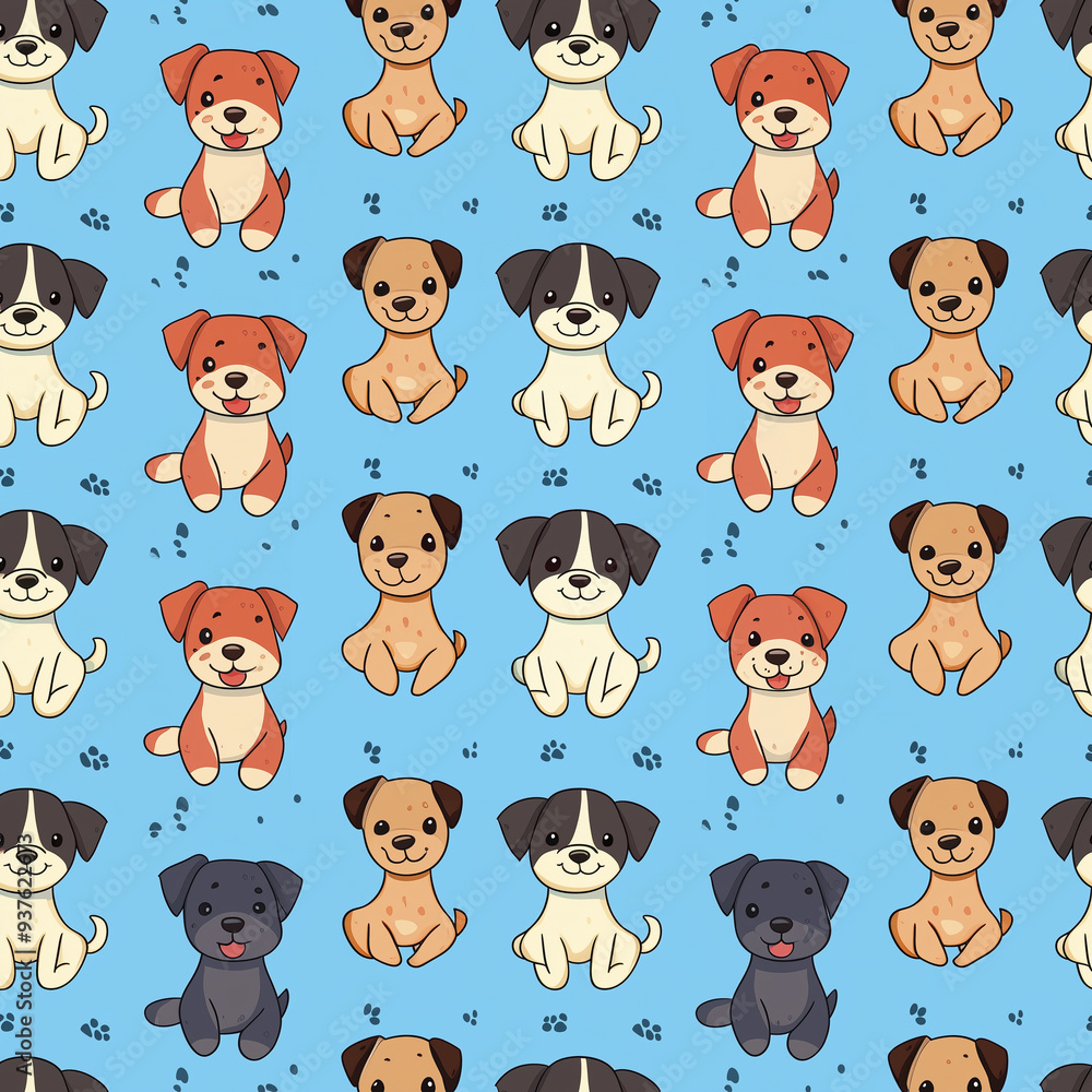Poster vector illustration elegance seamless color pattern on background, simple modern pattern with dog, f