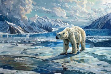 Polar Bear in Arctic Landscape