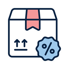 Discount tag with delivery package, concept icon of delivery offer
