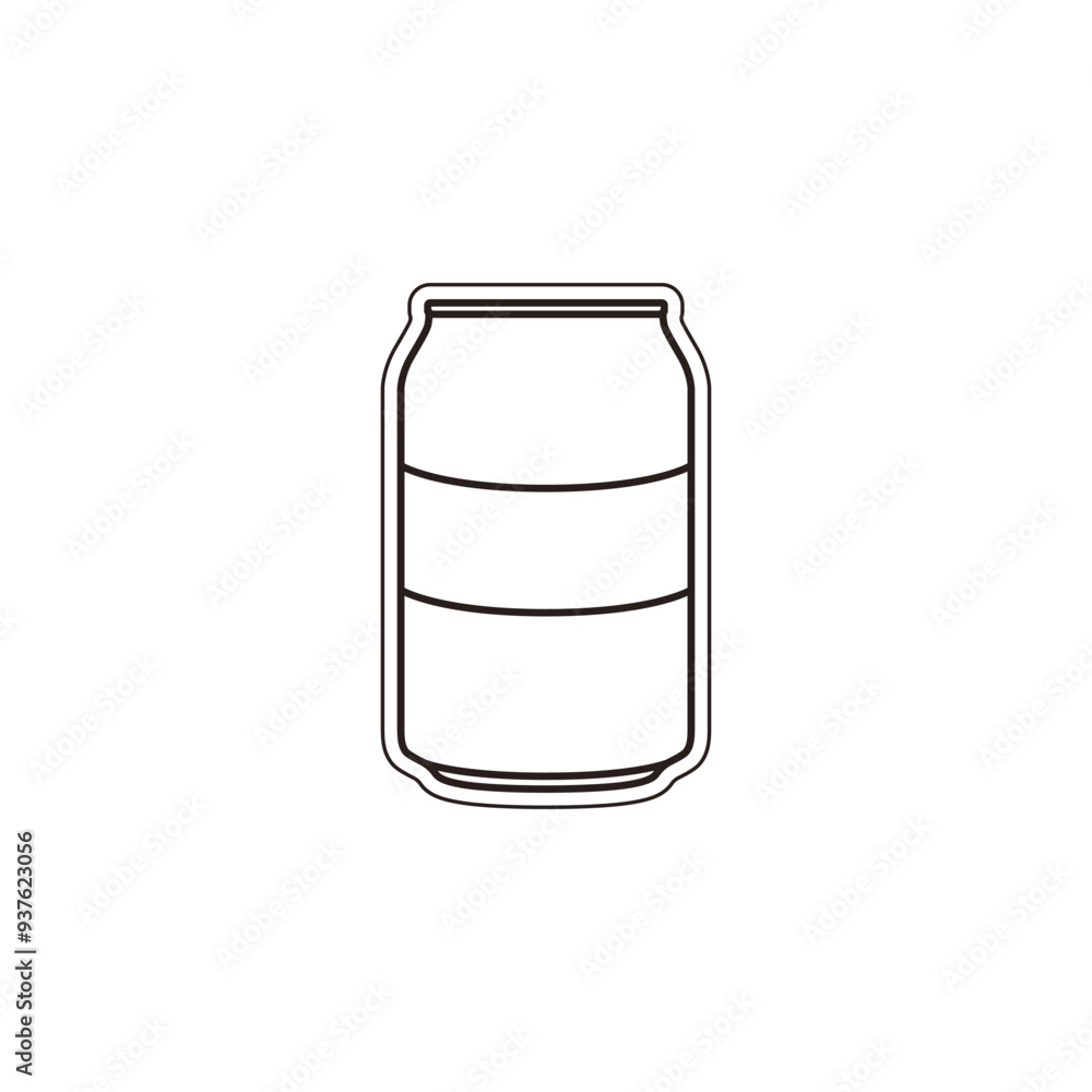 Poster soda bottle in linear style vector. tin can outline. drink in a jar vector simple icon. tin can stic