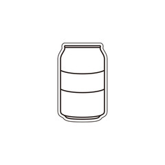 Soda bottle in linear style vector. Tin can outline. Drink in a jar vector simple icon. Tin can sticker. Vector illustration.