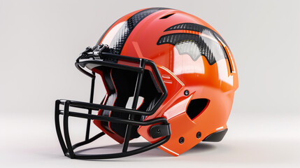 Fototapeta premium Red American Football Helmet with Stripes: Red or orange American football helmet with black 