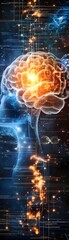 Human Brain Connected by Network Lines Abstract