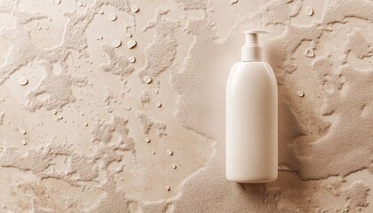 Clean White Body Lotion Bottle on a Light Brown Natural Background  Skincare Mockup
