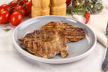 Grilled pork neck sirloin steak