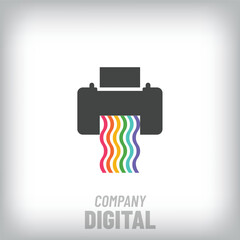 Creative colorful digital copier modern logo. Corporate company and print icon set. vector
