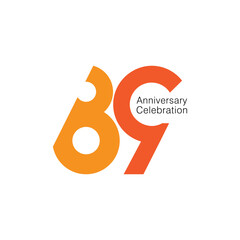 89 Logo, 89th Anniversary Logo, 89 birthday Logo,  Vector Template Design element for invitation, wedding, greeting card illustration.