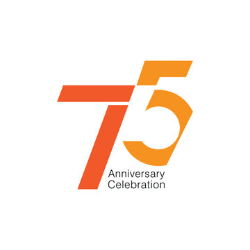 75th, 75 Years Anniversary Logo, Red Color, Vector Template Design element for birthday, invitation, wedding, jubilee and greeting card illustration.