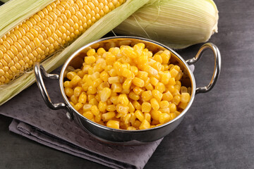 Canned sweet young corn grain