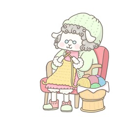 編物をするひつじのおばあちゃん