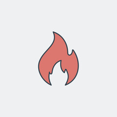 Flame icon illustration. Simple line art illustration of a flame, perfect for design projects related to fire, heat, passion, or energy.